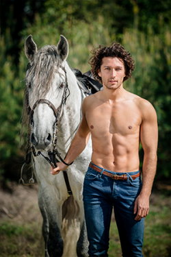 Canvasdoek cover Horse and Hunk kalender 2020