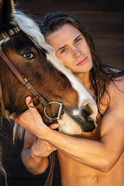 Canvasdoek januari Horse and Hunk kalender 2020