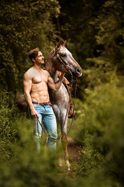 Canvasdoek oktober Horse and Hunk kalender 2020