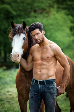 Canvasdoek augustus Horse and Hunk kalender 2020