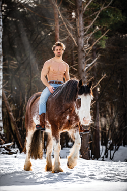 Canvasdoek januari Horse and Hunk kalender 2022