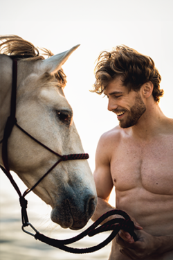 Canvasdoek cover Horse and Hunk kalender 2024