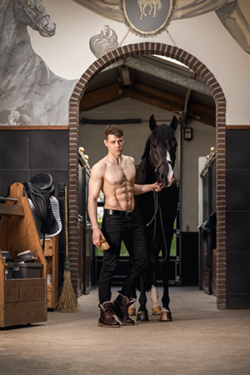Canvasdoek januari Horse and Hunk kalender 2024