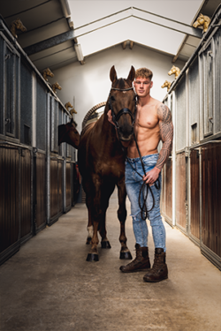 Canvasdoek december Horse and Hunk kalender 2024