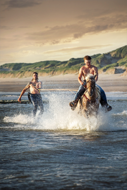 Canvasdoek augustus Horse and Hunk kalender 2025