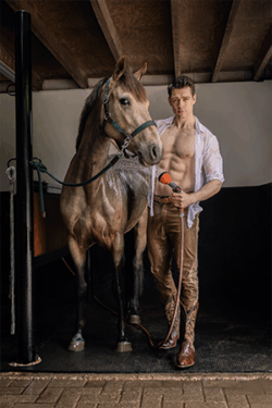 Canvasdoek januari Horse and Hunk kalender 2026