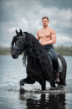 Canvasdoek oktober Horse and Hunk kalender 2026