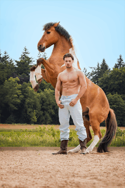 Canvasdoek juni Horse and Hunk kalender 2026